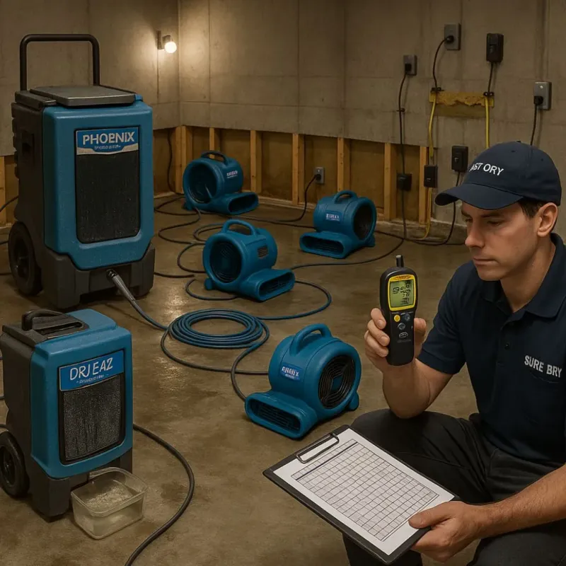 Structural Drying and Dehumidification process in Denison, TX